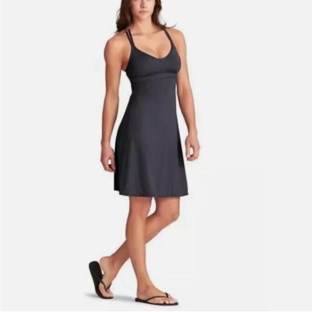 Athleta Shorebreak Gray Activewear Swim Athletic Dress Built In Bra Size S